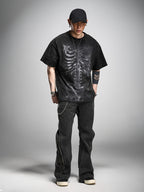 VINTAGE WASHED OVERSIZED HEAVYWEIGHT T‑SHIRT & SKELETON SCRIPTURE