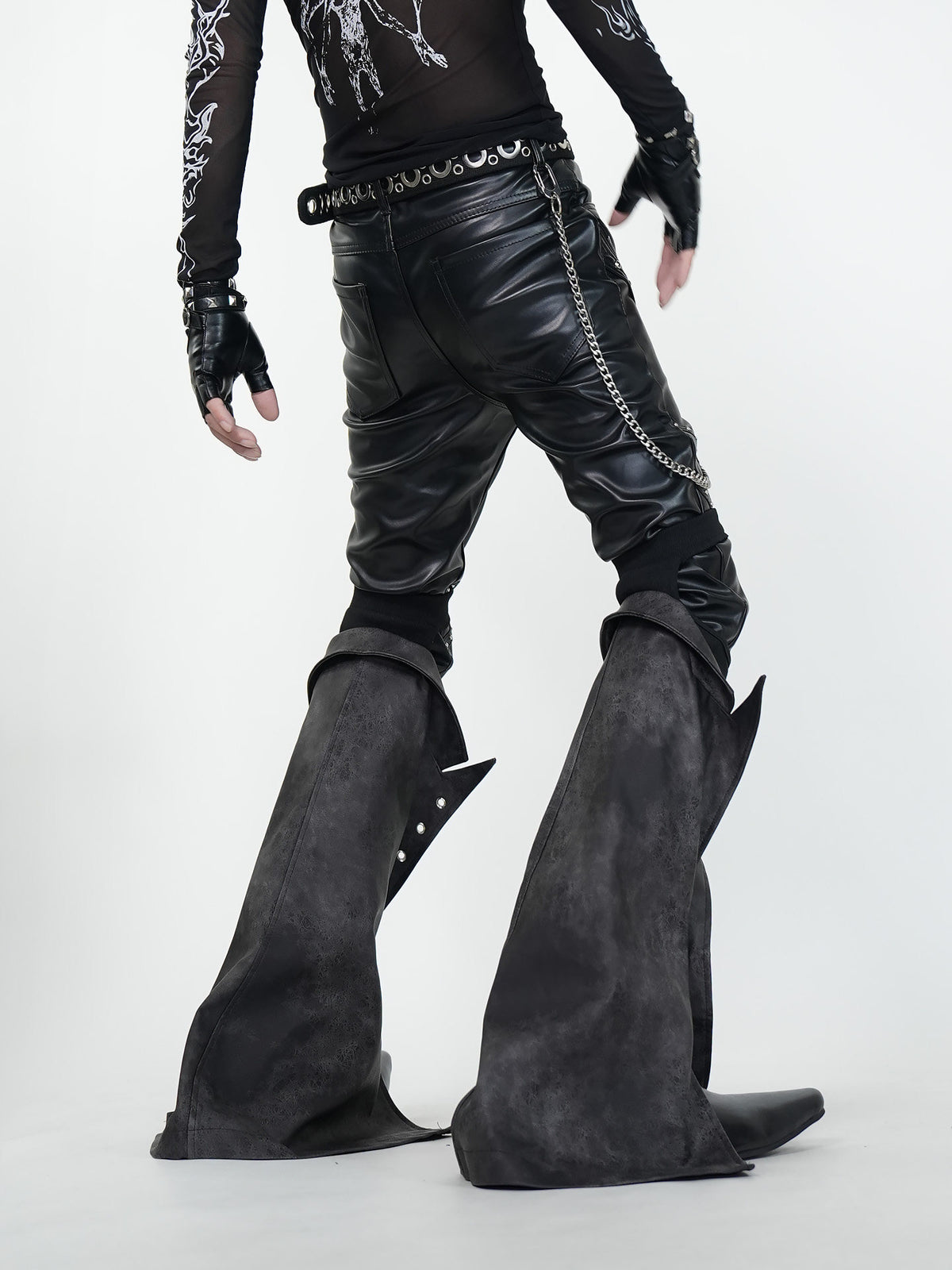 HEAVYWEIGHT PUNKSTYLE PU LEATHER SKINNY PANTS WITH DETACHABLE SLEEVES