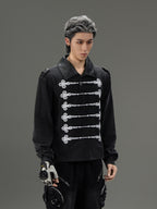 VINTAGE LEATHER LAPEL LONG‑SLEEVE UNISEX POLO SHIRT