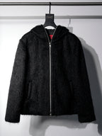 Dark Minimalist Mohair Oversized Loose Wool Cardigan Jacket