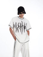 MEN'S RIVET WAVE PATTERN CASUAL COOL STREETWEAR T-SHIRT SET