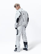 WASHED HIGH‑STREET NICHE SPLICED TECHWEAR LEATHER PANTS
