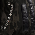 HEAVYWEIGHT CAMO RIVET HOODED BOMBER JACKET