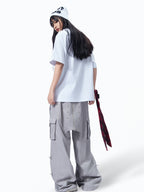 VINTAGE HEAVY‑DUTY ZIP WIDE‑LEG CASUAL CARGO PANTS