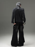 VINTAGE LEATHER LAPEL LONG‑SLEEVE UNISEX POLO SHIRT
