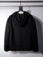 Dark Minimalist Mohair Oversized Loose Wool Cardigan Jacket