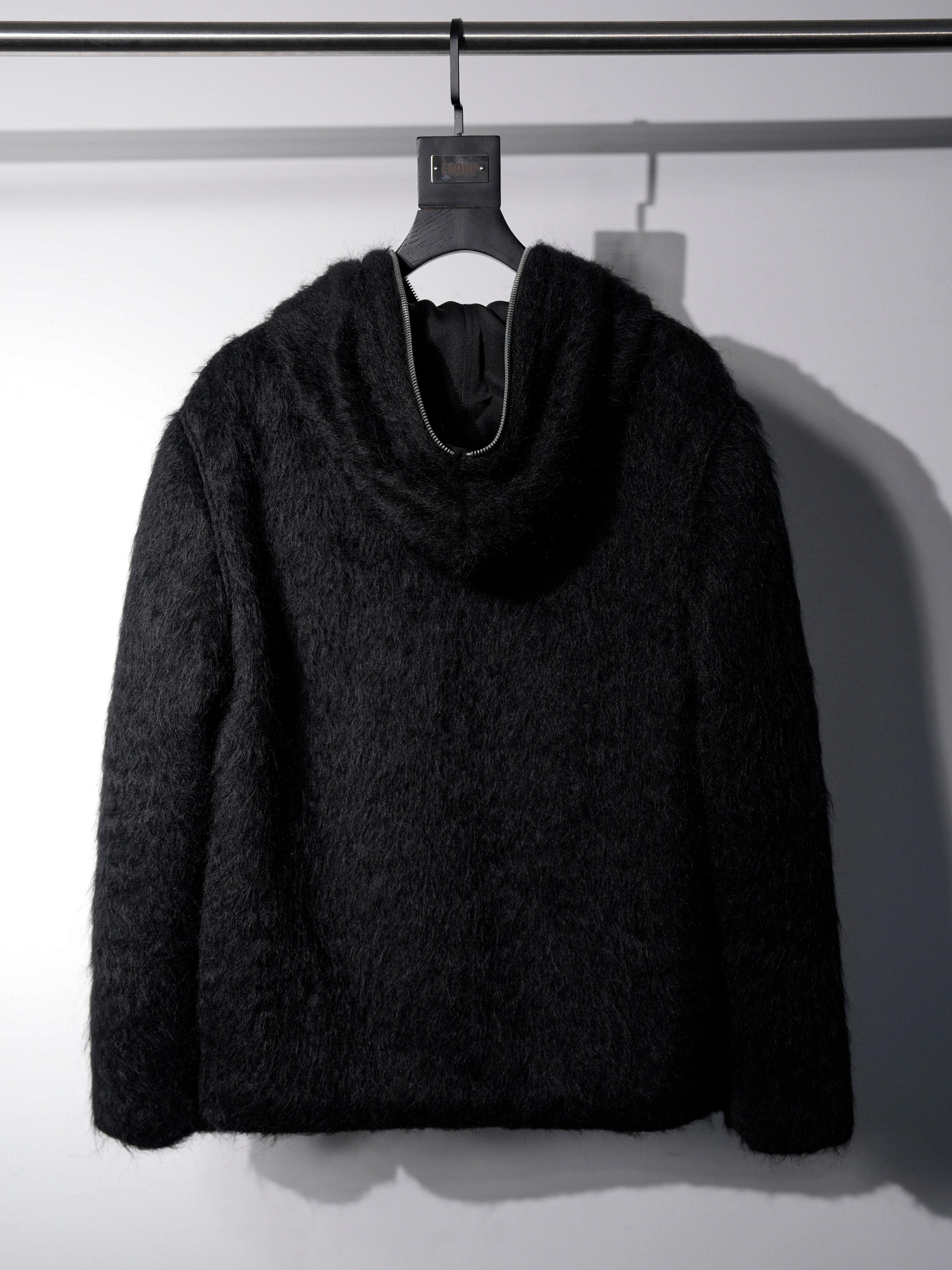 Dark Minimalist Mohair Oversized Loose Wool Cardigan Jacket