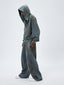 WASHED VINTAGE MUD‑DYED CROPPED OVERSIZED HOODIE