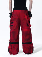 CYBERPUNK STYLE MULTI POCKET CARGO PANTS WITH KNEE GUARD DECOR