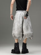 WASTELAND STYLE WASHED DISTRESSED UNISEX CARGO SHORT