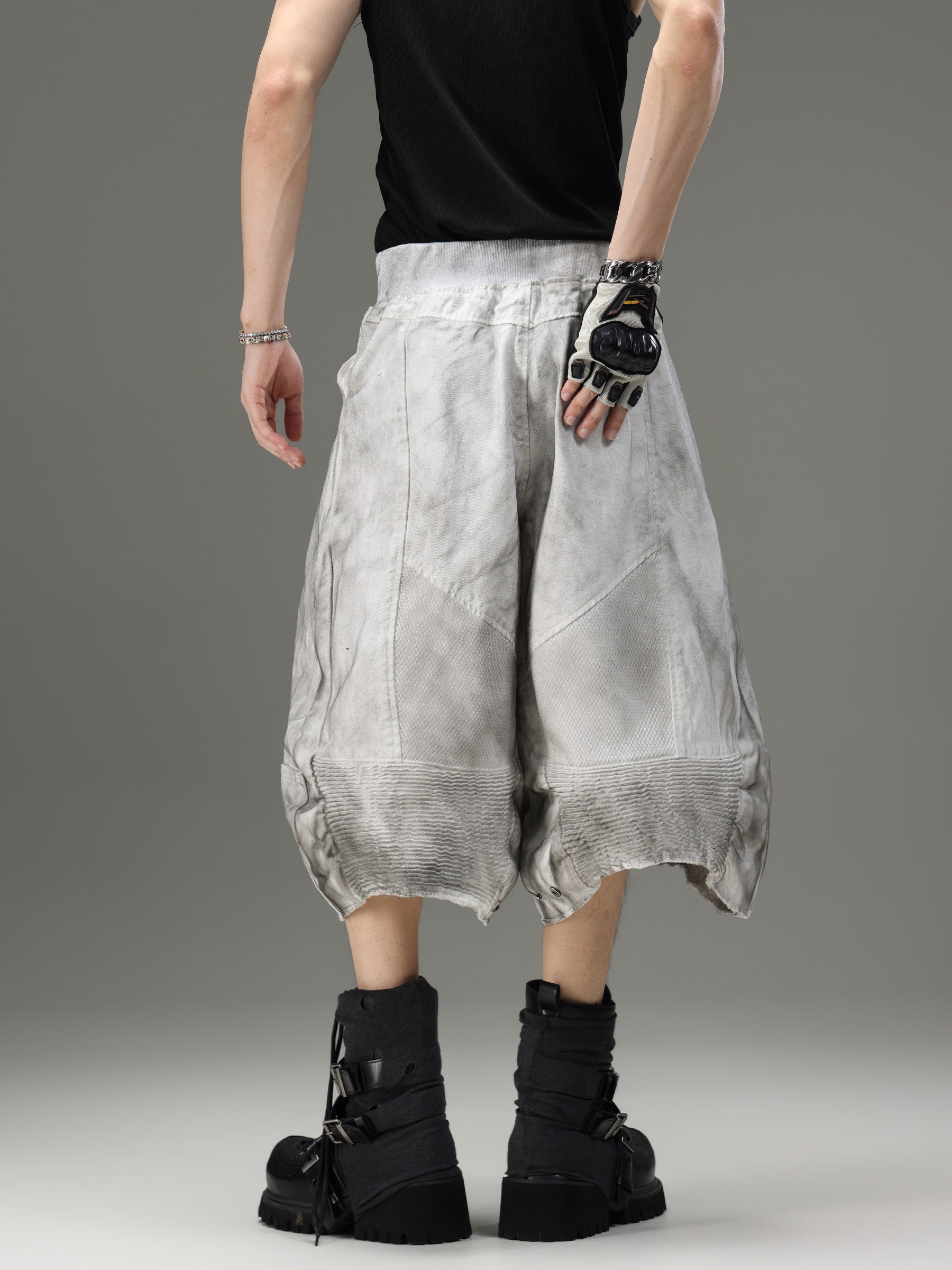 WASTELAND STYLE WASHED DISTRESSED UNISEX CARGO SHORT