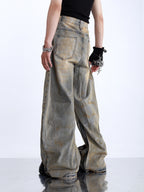 AMERICAN-STYLE LOOSE-FIT DISTRESSED STREETWEAR JEANS