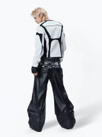 RACING PATCHWORK LONG SLEEVE, VINTAGE BIKER SLIM CROPPED TOP