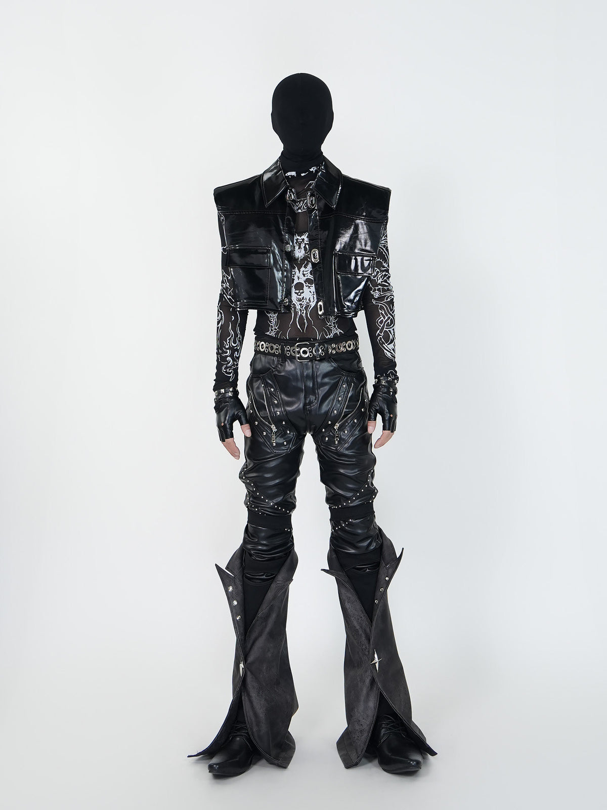 HEAVYWEIGHT PUNKSTYLE PU LEATHER SKINNY PANTS WITH DETACHABLE SLEEVES