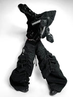 DARK NICHE STRUCTURED PLEATED WAXED HEAVYWEIGHT BAGGY JEANS