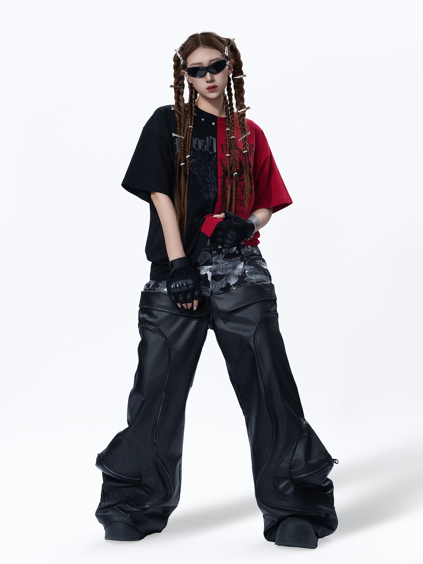WAXED SPLICED 3D TEXTURE CASUAL HEAVY‑DUTY PANTS