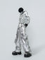 PUNK SILVER CARGO SHINY COATED WIDE STRAIGHT LEG PANTS