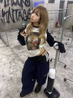 "WA_VE" PORTRAIT PRINT LONG SLEEVE TEE NICHE T-SHIRT