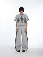 MEN'S RIVET WAVE PATTERN CASUAL COOL STREETWEAR T-SHIRT SET