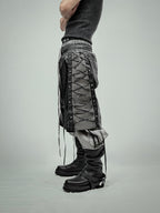 LACED MESH PANEL BOXING SHORTS