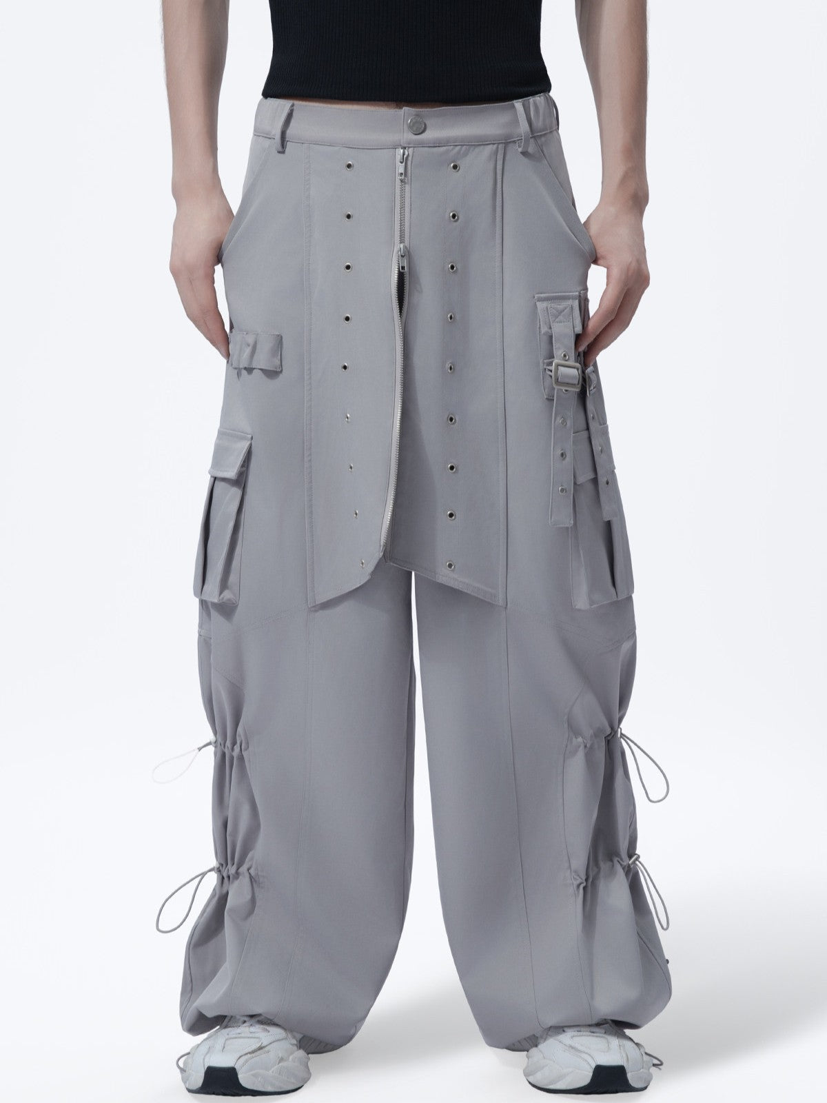 VINTAGE HEAVY‑DUTY ZIP WIDE‑LEG CASUAL CARGO PANTS Secondary image