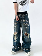 VINTAGE EMBROIDERED ADJUSTABLE WAIST CARGO PANTS