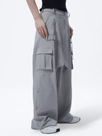 VINTAGE HEAVY‑DUTY ZIP WIDE‑LEG CASUAL CARGO PANTS