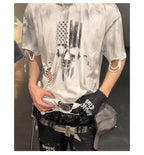 DISTRESSED PRINT RIPPED T-SHIRT