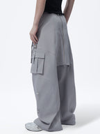VINTAGE HEAVY‑DUTY ZIP WIDE‑LEG CASUAL CARGO PANTS