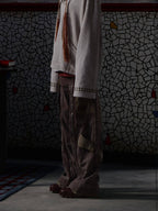 VINTAGE IRREGULAR MOTTLED TEXTURE EMBROIDERED MULTI-POCKET PANTS