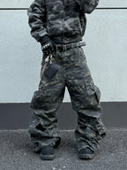MULTI-WAIST RIVET CAMO CARGO PANTS