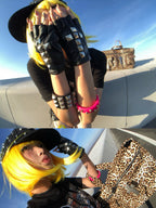 DARK PUNK STUDDED HALF-FINGER LEATHER GLOVES