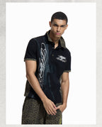 PRINTED AND LEOPARD-PRINT PANEL POLO SHIRT
