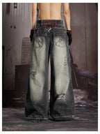 HEAVY-DUTY 3D CUT EMBROIDERY FLARE JEANS