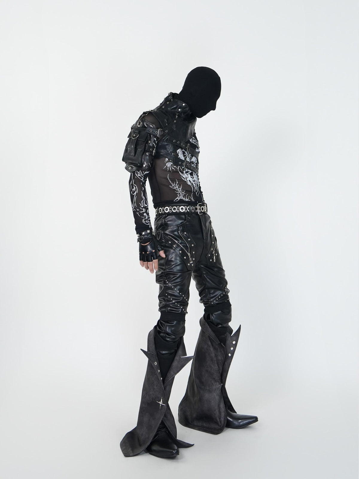 HEAVYWEIGHT PUNKSTYLE PU LEATHER SKINNY PANTS WITH DETACHABLE SLEEVES