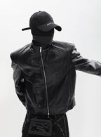 SILVER METAL BONE NICHE OVERSIZED LEATHER JACKET