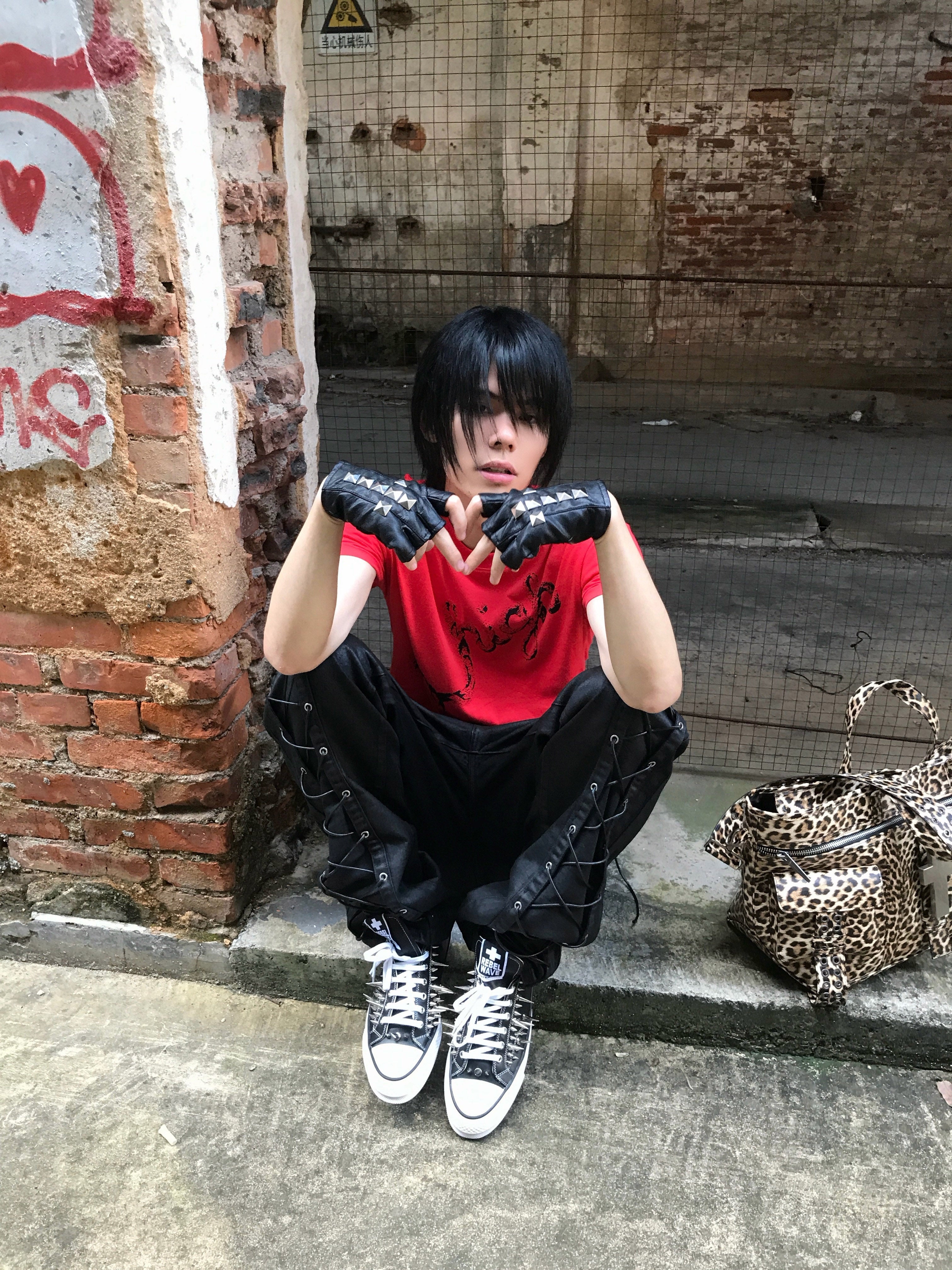 DARK PUNK STUDDED HALF-FINGER LEATHER GLOVES