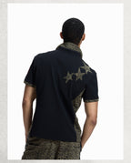 PRINTED AND LEOPARD-PRINT PANEL POLO SHIRT