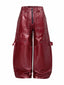 DARKPTPTS RED COATED SILHOUETTE RIVET PANTS