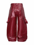 DARKPTPTS RED COATED SILHOUETTE RIVET PANTS