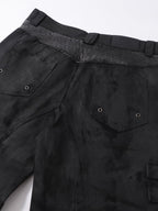 DARKPTPTS WAXED DENIM DISTRESSED CARGO PANTS