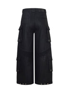 DARKPTPTS MULTI-POCKET WAXED NICHE FLOOR-LENGTH CARGO PANTS