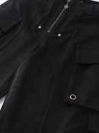 DARKPTPTS MULTI-POCKET WAXED NICHE FLOOR-LENGTH CARGO PANTS