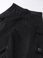 DARKPTPTS MULTI-POCKET WAXED NICHE FLOOR-LENGTH CARGO PANTS