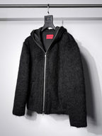 Dark Minimalist Mohair Oversized Loose Wool Cardigan Jacket
