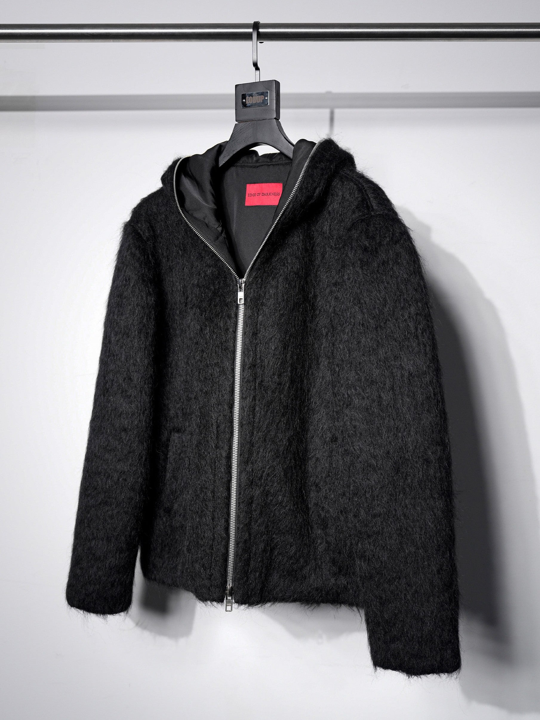Dark Minimalist Mohair Oversized Loose Wool Cardigan Jacket