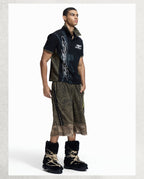 PRINTED AND LEOPARD-PRINT PANEL POLO SHIRT