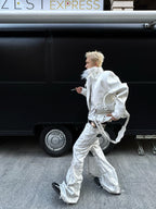 WHITE DEVIL FAUX FUR COLLAR LEATHER JACKET