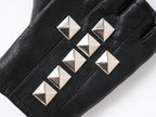 DARK PUNK STUDDED HALF-FINGER LEATHER GLOVES