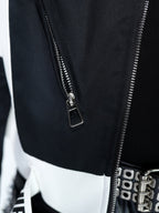 STAND COLLAR SPLICED RACING SUIT SHORT BIKER PU LEATHER JACKET